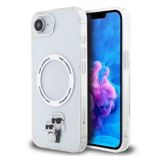 Karl Lagerfeld PU Saffiano Karl and Choupette Apple iPhone 17e / iPhone 16e hátlap tok, átlátszó