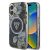 Guess IML Glitter Magnolia and Triangle Logo iPhone 16 MagSafe hátlap tok, fekete