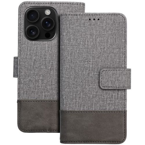 Gomma Samsung Galaxy S25 Edge flip/oldalra nyíló tok kártyatartó résszel, szürke