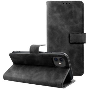   Tender Book Samsung Galaxy S25 Edge flip/oldalra nyíló műbőr tok kártyatartó résszel, fekete