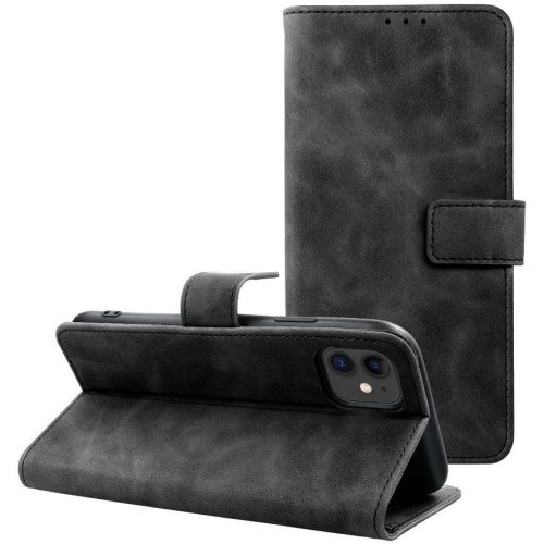 Tender Book Samsung Galaxy S25 Edge flip/oldalra nyíló műbőr tok kártyatartó résszel, fekete