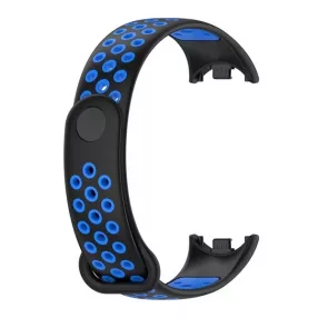   Xiaomi Mi Smart Band 8, szilikon pótszíj, állítható, lyukacsos, fekete/kék