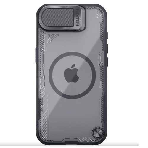 Nillkin Iceblade Prop Apple iPhone 16e mágneses szilikon tok, fekete-átlátszó