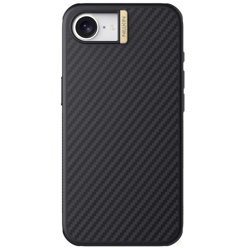 Nillkin Synthetic Fiber Pro Apple iPhone 16e mágneses műanyag tok, fekete-arany
