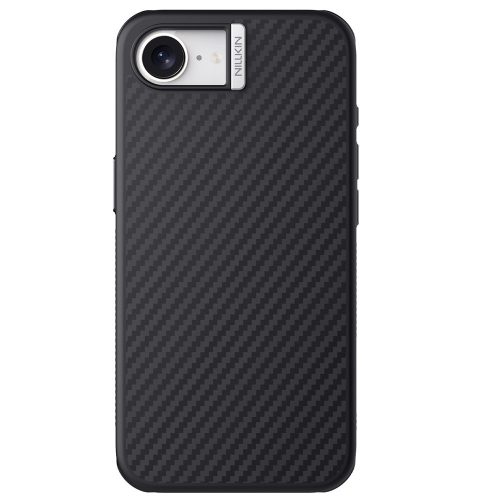 Nillkin Synthetic Fiber Pro Apple iPhone 16e mágneses műanyag tok, fekete-ezüst