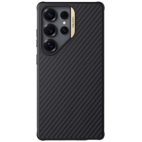   Nillkin Synthetic Fiber Pro Samsung Galaxy S25 Ultra mágneses műanyag tok, fekete-arany