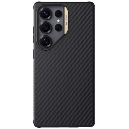 Nillkin Synthetic Fiber Pro Samsung Galaxy S25 Ultra mágneses műanyag tok, fekete-arany