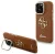 Guess PU Grained 4G Logo Stand Camera Frame iPhone 15 Pro hátlap tok kitámasztóval, barna
