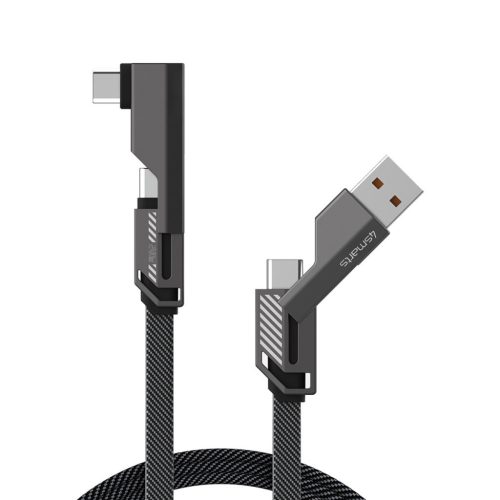 4smarts ComboCord USB-C / USB-C / USB-A töltő és adatkábel, 240W, 1,5m, szürke