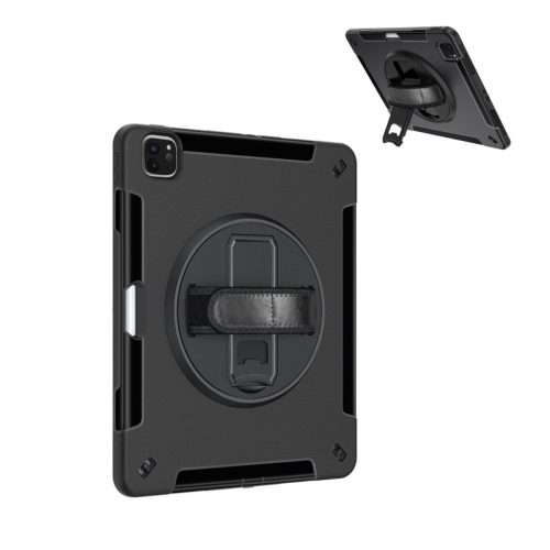 4smarts Rugged iPad Air 13 (2024)/Pro 12.9 (2020/2021/2022) közepesen ütésálló tok kitámasztóval, fekete