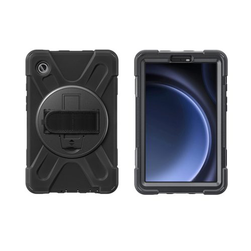 4smarts Rugged Samsung Galaxy Tab A9 közepesen ütésálló tok kitámasztóval, fekete