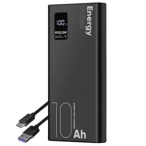   OBAL:ME EnergyPulse powerbank / külső akkumulátor kábellel, digitális kijelzővel, 10000mAh, 22,5W, fekete