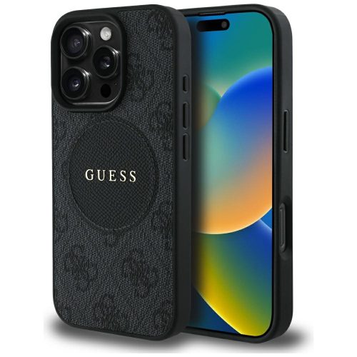 Guess 4G Circle Classic Logo iPhone 16 Pro Max MagSafe hátlap tok, fekete