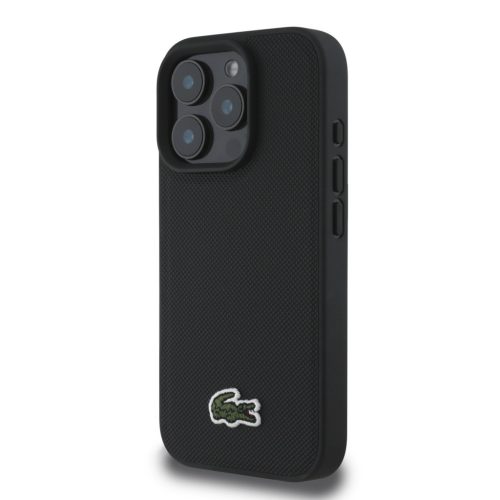 Lacoste Iconic Petit Pique Woven Logo iPhone 16 Pro Max MagSafe tok, fekete