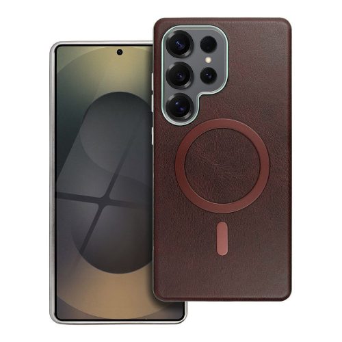 Gentleman Samsung Galaxy S25+ MagSafe kompatibilis ECO bőr tok, kameravédő peremmel, barna