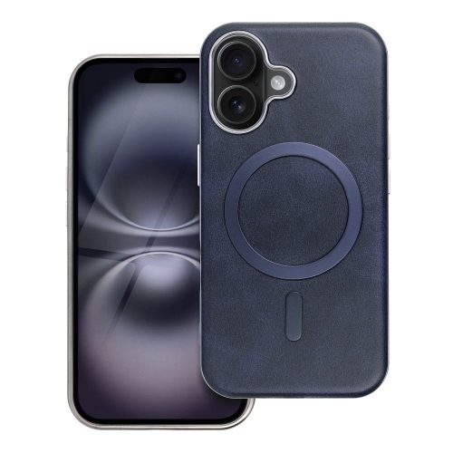 Gentleman iPhone 11 MagSafe kompatibilis ECO bőr tok, kameravédő peremmel, kék
