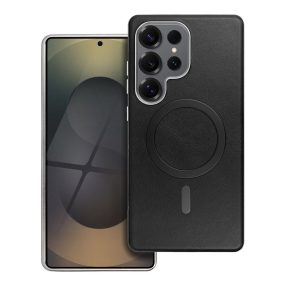   Gentleman Samsung Galaxy S25+ MagSafe kompatibilis ECO bőr tok, kameravédő peremmel, fekete