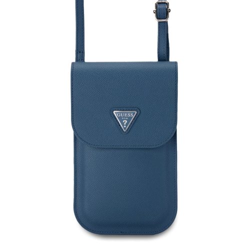 Guess PU Grained Triangle Logo telefon tartó kis táska, kék