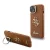 Guess PU Grained 4G Logo Stand Camera Frame iPhone 14 hátlap tok kitámasztóval, barna