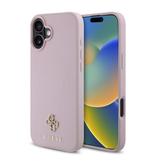 Guess PU Grained 4G Small Metal Logo Apple iPhone 16 Plus Magsafe kompatibilis hátlap tok, rózsaszín
