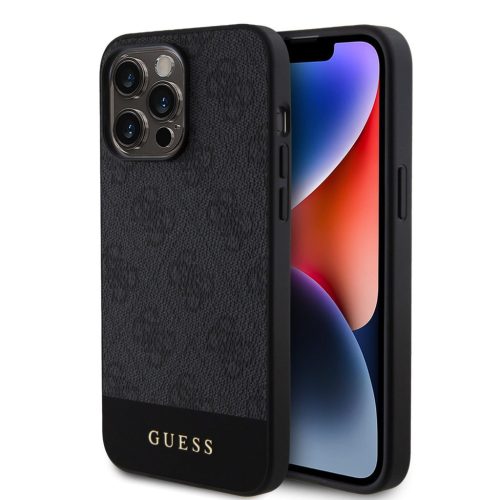 Guess PU 4G Printed Stripe Apple iPhone 15 Pro hátlap tok, fekete