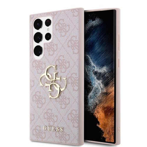 Guess PU 4G Metal Logo Samsung Galaxy S24 Ultra hátlap tok, rózsaszín