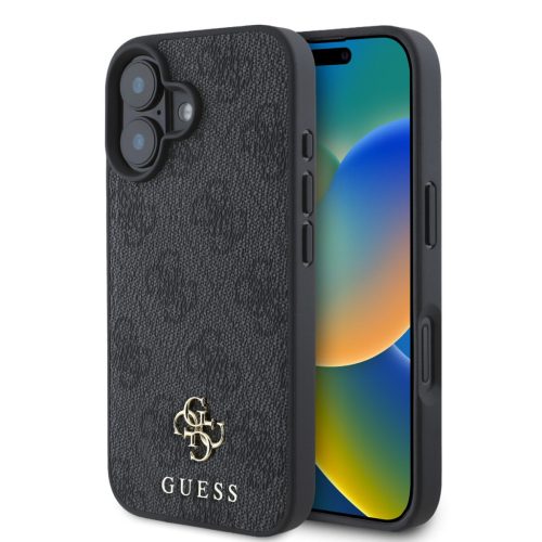 Guess PU 4G Small Metal Logo Apple iPhone 16 MagSafe hátlap tok, sötétszürke
