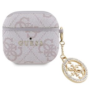 Guess 4G Script PC/PU Charm Apple AirPods 4 tok, rózsaszín