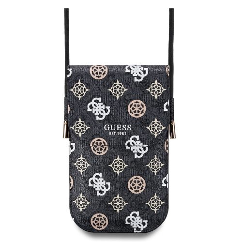 Guess PU 4G Peony Multicolor telefontartó kis táska, fekete