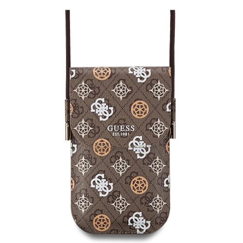 Guess PU 4G Peony Multicolor telefontartó kis táska, barna