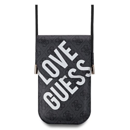Guess PU 4G Big Love Logo telefontartó kis táska, fekete