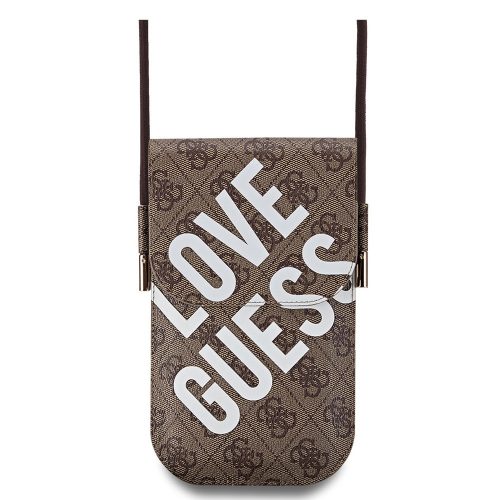 Guess PU 4G Big Love Logo telefontartó kis táska, barna