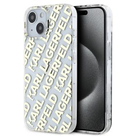  Karl Lagerfeld IML Electroplated Repeated Logo iPhone 15 hátlap tok, arany