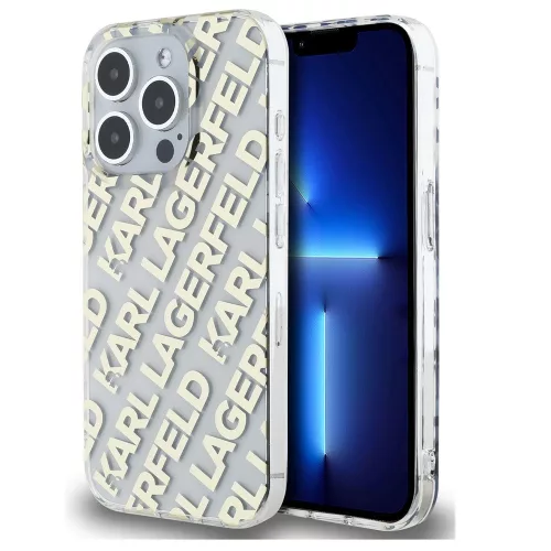 Karl Lagerfeld IML Electroplated Repeated Logo iPhone 15 Pro hátlap tok, arany