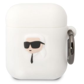   Karl Lagerfeld 3D Logo NFT Karl Head Apple AirPods 1/2 szilikon tok, fehér