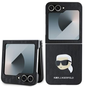   Karl Lagerfeld PU Saffiano Monogram Karl Head Samsung Z Flip 6 / Flip 7 FE tok, fekete