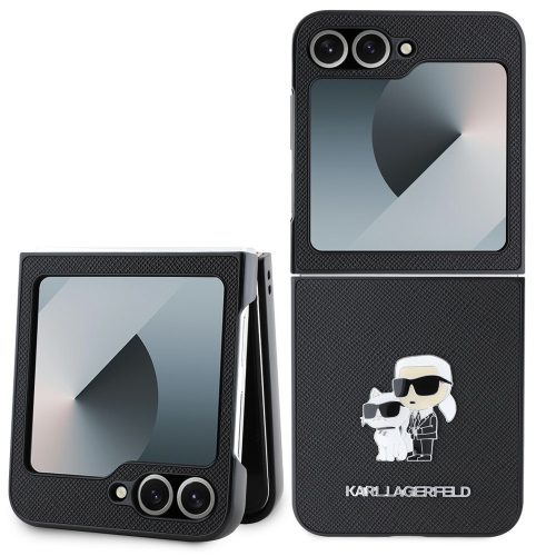 Karl Lagerfeld PU Saffiano Karl and Choupette Samsung Z Flip 6 tok, fekete