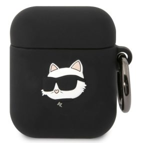   Karl Lagerfeld 3D Logo NFT Choupette Head Apple AirPods 1/2 szilikon tok, fekete