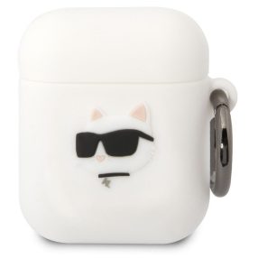   Karl Lagerfeld 3D Logo NFT Choupette Head Apple AirPods 1/2 szilikon tok, fehér