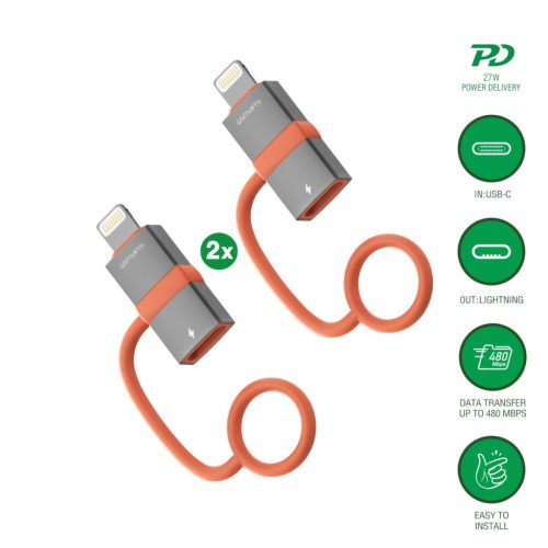 4smarts USB-C-Lightning adapter, 27W, PD, szürke (2db)