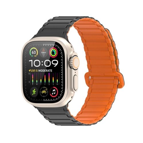 Dux Ducis KJ nylon Apple Watch 42/44/45/49mm szíj, fekete-narancssárga