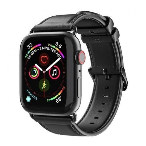 Dux Ducis YA Apple Watch 42/44/45/49mm bőr szíj, fekete