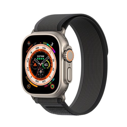 Dux Ducis YJ nylon Apple Watch 42/44/45/49mm szíj, fekete-szürke