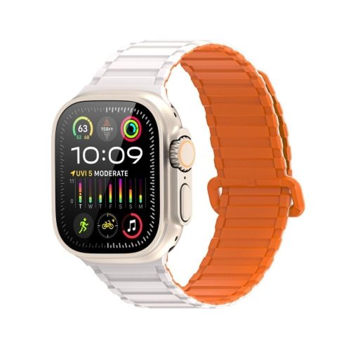 Dux Ducis KJ nylon Apple Watch 42/44/45/49mm szíj, ezüst-narancs