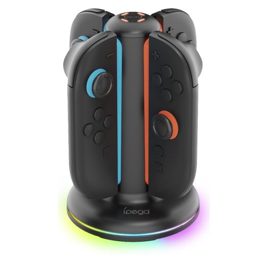 iPega SW2052 Nintendo Switch 2 JoyCon töltő állvány RGB világítással, fekete