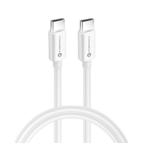 FORCELL F-ENERGY C338 USB-C-USB-C adatkábel, PD, 3A, QC4.0, 60W, 0,5m, fehér