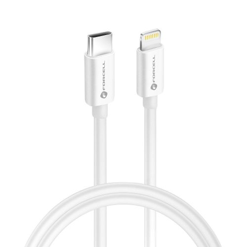 FORCELL F-ENERGY C901 USB-C-Lightning adatkábel, MFi, PD, 3A, QC4.0, 30W, 1m, fehér