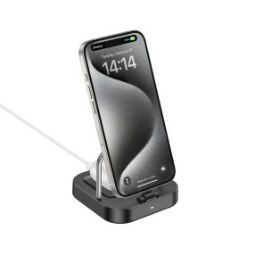   Hoco CQ16B 2in1 USB-C + vezeték nélküli asztali töltő, 5W, PD, QC, 3A, 30W, fekete