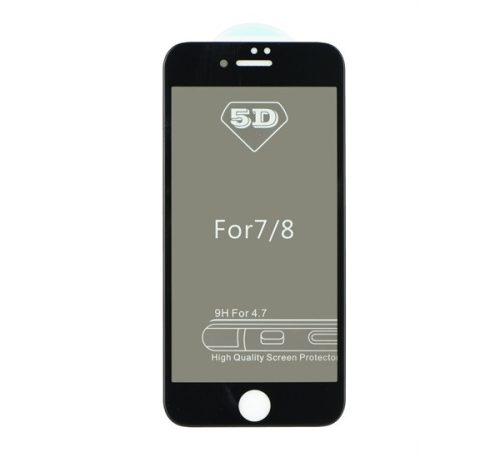 Apple iPhone 7/8, 5D Full Glue Privacy hajlított tempered glass kijelzővédő üvegfólia, fekete