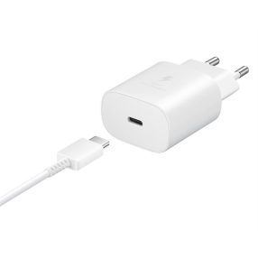   Samsung EP-TA800XW USB-C hálózati gyorstöltő USB-C kábellel, 25W, fehér (Retail-pack, dobozos)